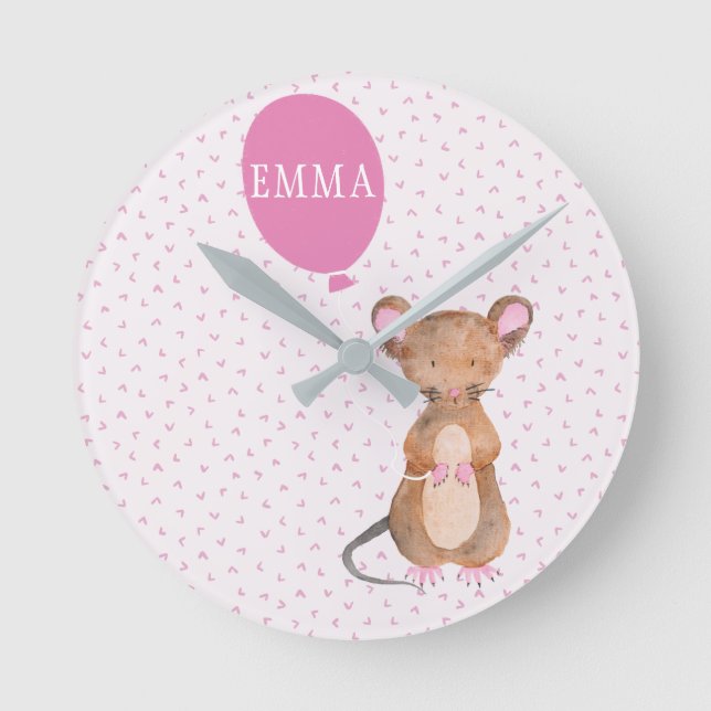 Ronde Souris en bois mignonne pour enfants / Horloge mur (Recto)