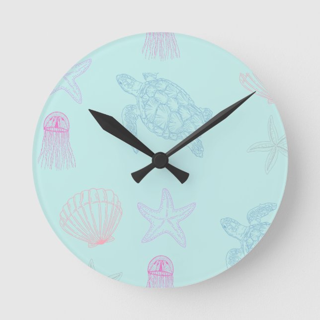 Ronde Sous la mer - Tortue - Jellyfish - Horloge des coq (Recto)