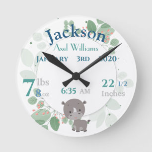 Ronde Statistiques de naissance bébé Horloge avec Feuill