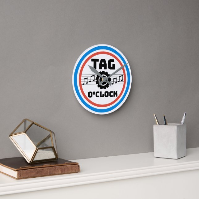 Ronde Style Rétro Barbershop Étiquette Heure Mur Horloge (Bureau)