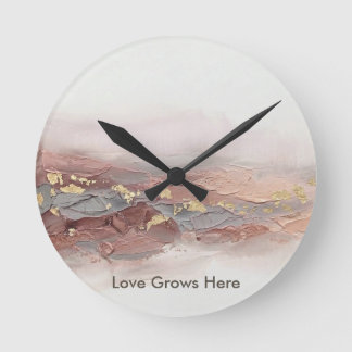 Ronde Texte personnalisé Horloge 3D Rose Gold Abstrait M