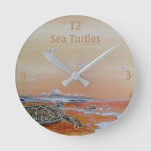 Tortues de mer ! Horloge de mur de tortue de mer