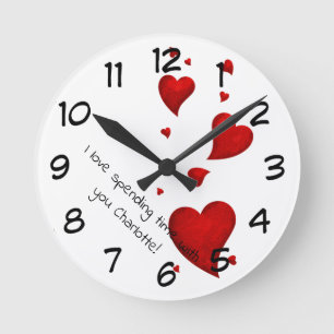 Ronde Valentines personnalisées Horloge de coeur