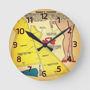 Ronde Vintage Dress Motif Détention Coupe Mur Horloge