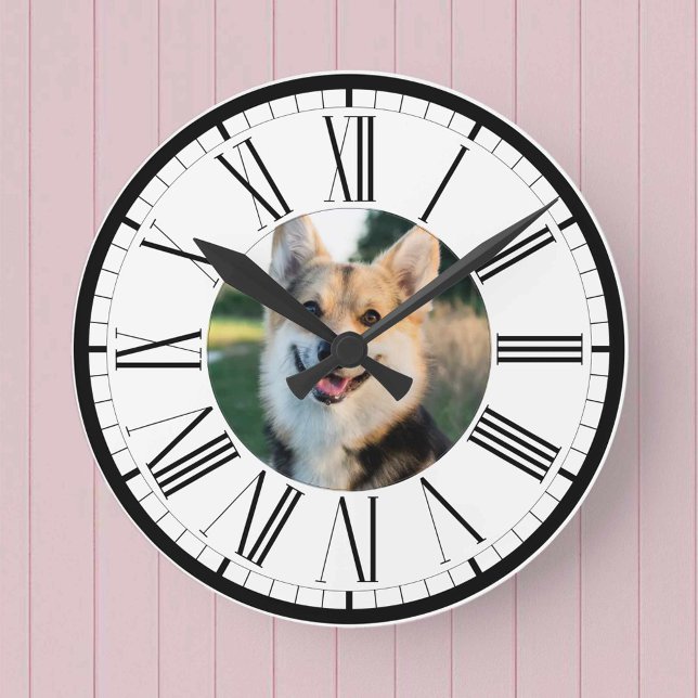 Ronde Votre animal de compagnie photo sur une horloge ro (Créateur téléchargé)