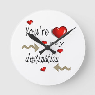 Ronde Votre heure de destination Red Hearts Horloge