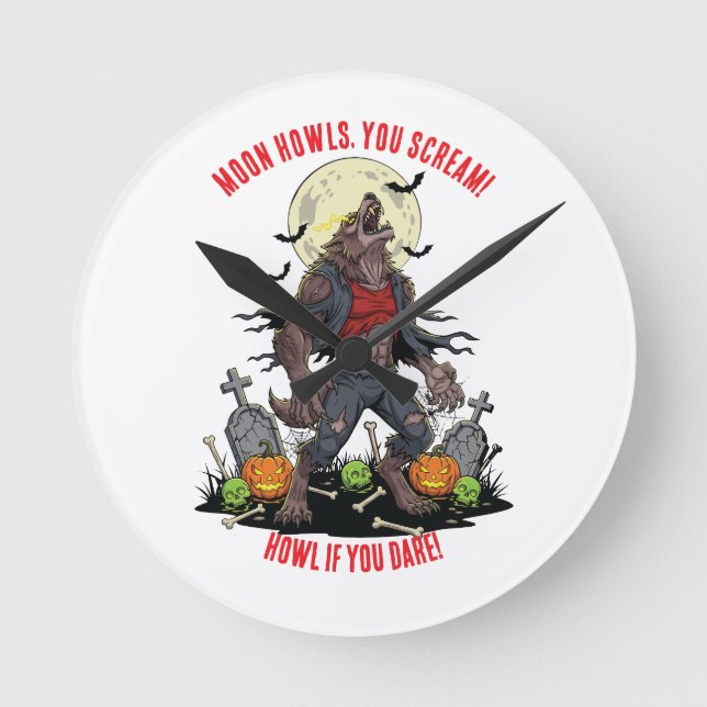 Ronde 🐺 Werewolf Halloween Horloge 🎃 (Recto)