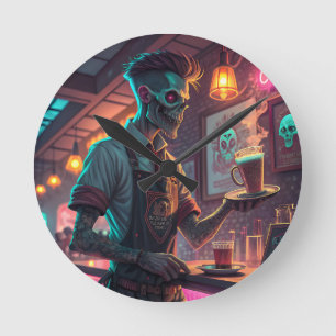Ronde Zombie Café Horloge urbaine effrayante Halloween