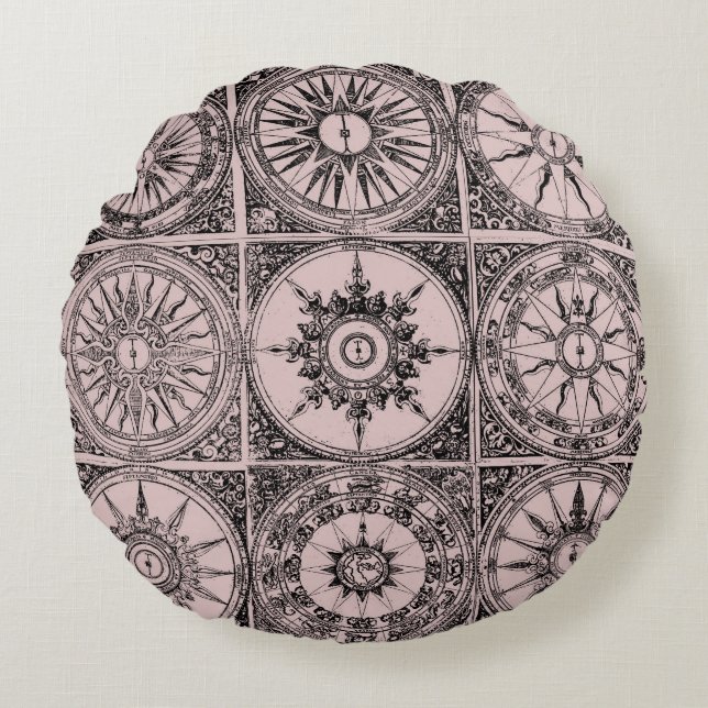 Ronds Ancien Rose Vent Coussins Graphique (Devant)