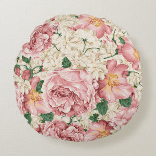 Ronds Aquarelle vintage Peonies roses Coussins floraux