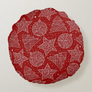 Ronds Coussins de Noël rouge et blanc