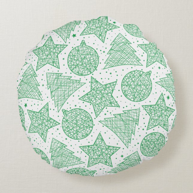 Ronds Coussins de Noël vert et blanc (Dos)