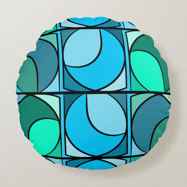 Ronds Coussins rond seventies bleu (Devant)