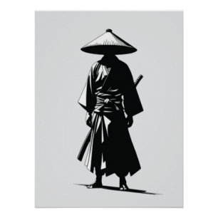 Ronin Silencieux – Affiche d'art mural Noir & Blan