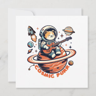 Ronron cosmique - Chat guitariste astro