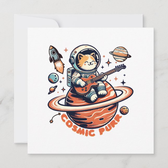 Ronron cosmique - Chat guitariste astro (Devant)