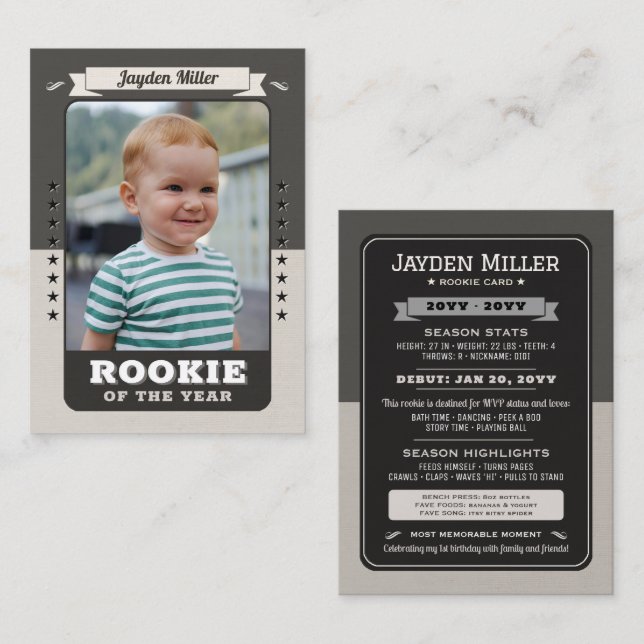 Rookie Année Basketball 1er Anniversaire Carte de  (Devant / Derrière)