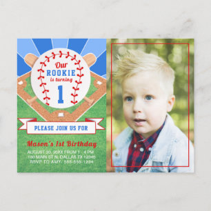 Rookie Baseball 1er Anniversaire Photo Invitation