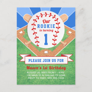 Rookie Baseball 1er Invitation anniversaire