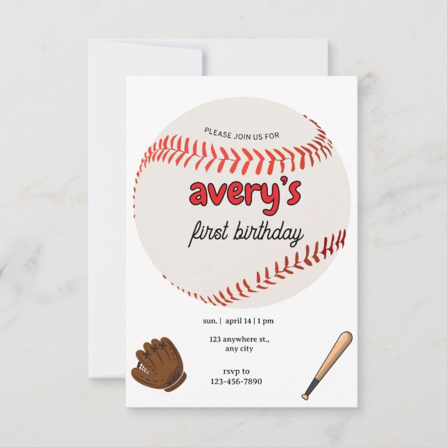 rookie baseball 1st birthday sports invitation  (Devant)