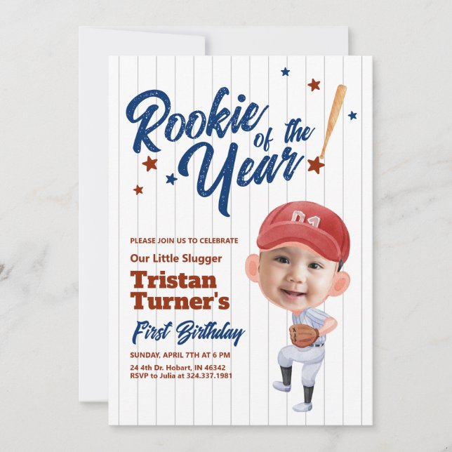 Rookie De L'Année 1Er Anniversaire Invitation Phot (Devant)
