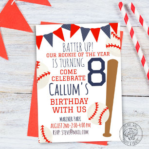 Rookie De L'Année Baseball Anniversaire Invitation