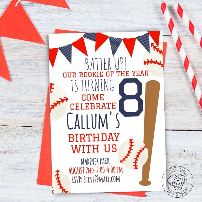 Rookie De L'Année Baseball Anniversaire Invitation (Créateur téléchargé)