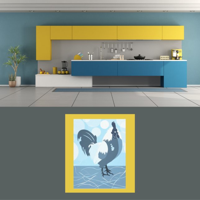 Rooster Blue Cuisine Mur Art - Poster (Créateur téléchargé)