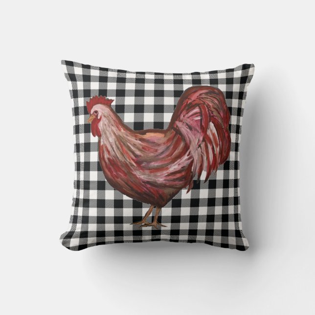 Rooster Buffalo Chèque Motif Ferme Coussin (Recto)