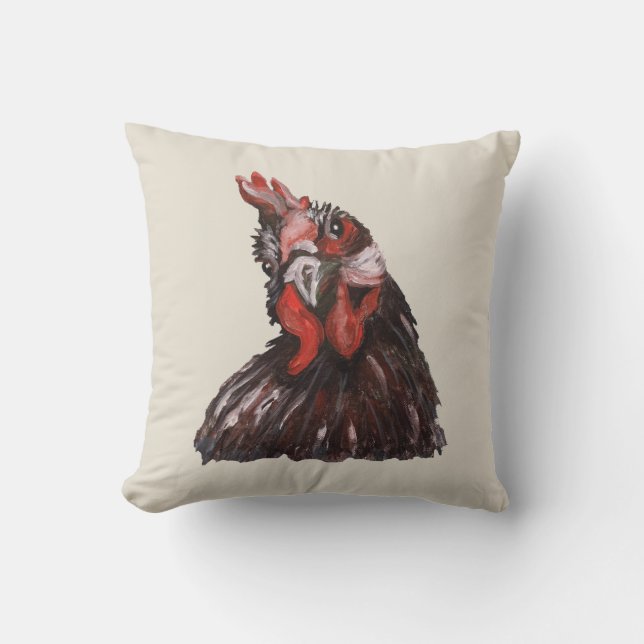 Rooster Clucking Ferme Coussin (Recto)
