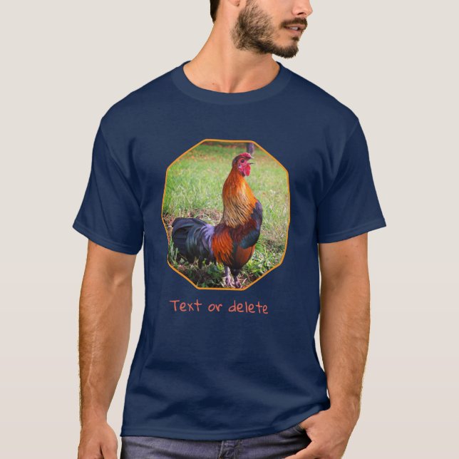 Rooster Crowing Farm Animal Personalized T-Shirt (Devant)