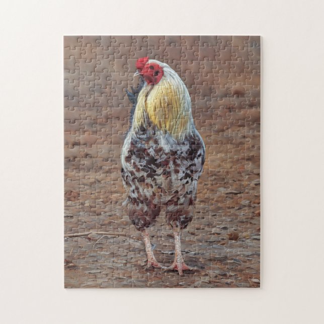 Rooster Farm Libre Range Poulet Art Puzzle (Vertical)