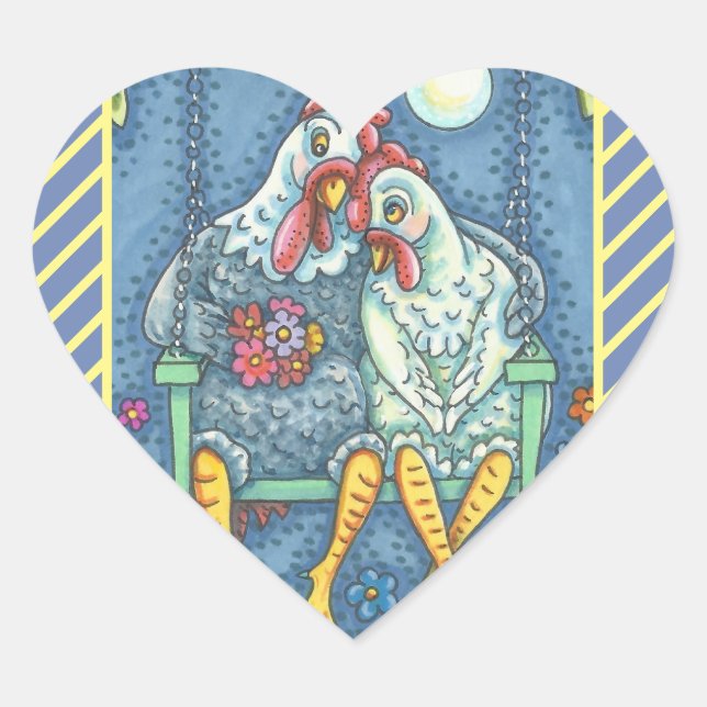 ROOSTER & HEN LOVERS, ÉTIQUETTES À POULET FEUILLE  (Devant)