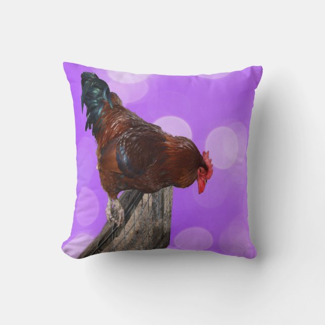 Rooster Nosy Parker, Coussin À Thon Rose (Recto)