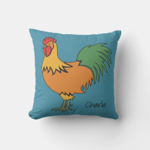 Rooster personnalisé nom & couleur lancer oreiller