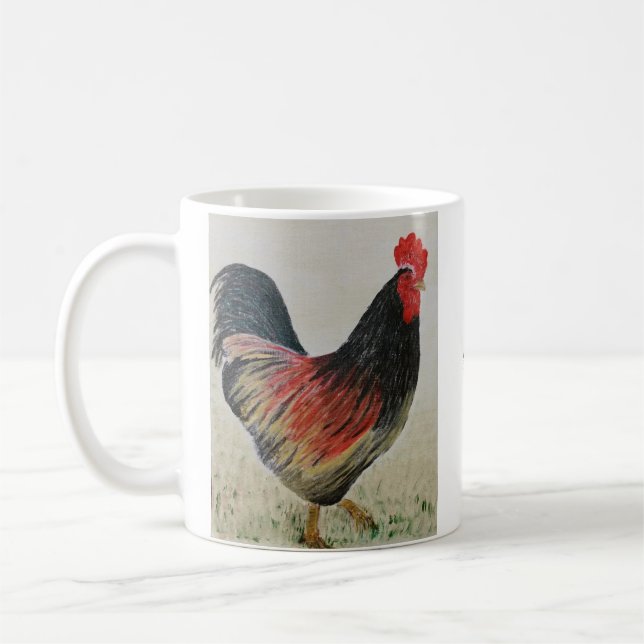 Rooster Rouge Acrylique Peinture Mug (Gauche)