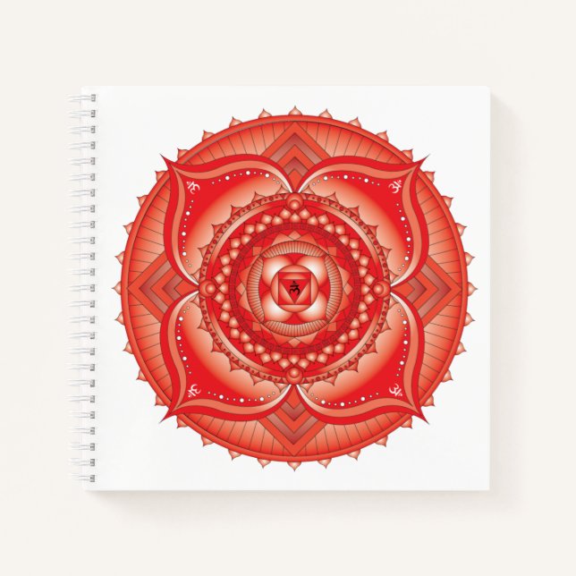 Root Chakra Mandala Carnet Carré rouge (Devant)