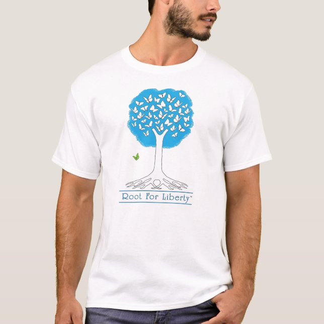Root For Liberty Hommes T-Shirt Blanc Avant/Arrièr (Devant)