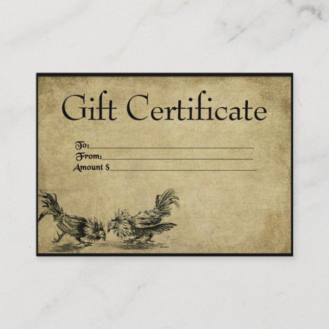 Rootin' Roosters- Cartes de certificats-cadeaux de (Devant)