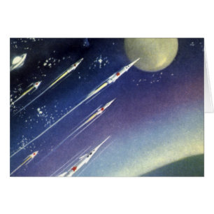 Roquettes de science-fiction vintages dans l'espac