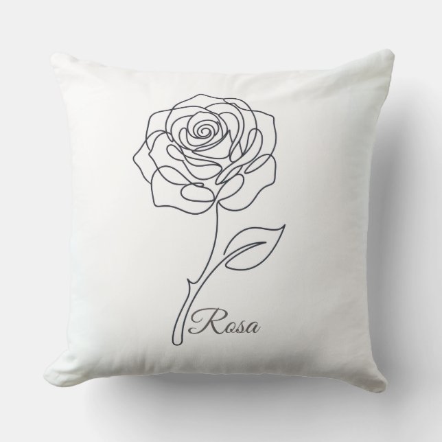 Rosa : Coussin d'art en une ligne élégant (Recto)