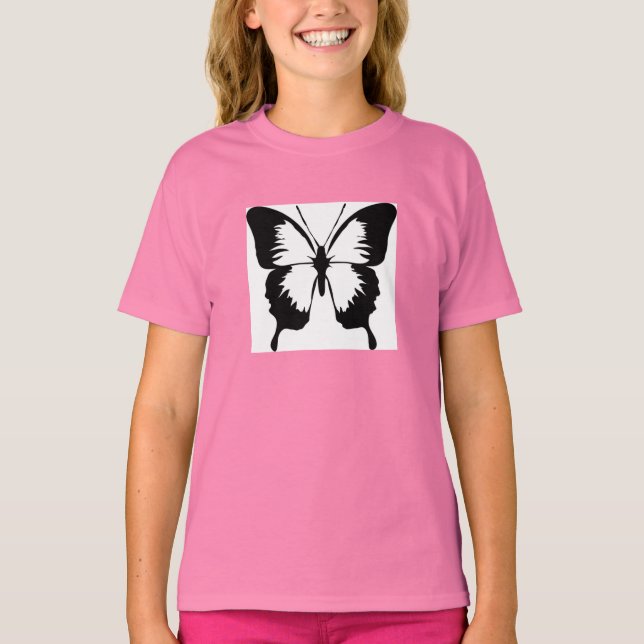 Rosa Mädchen T-shirt mit Schmetterling (Devant)