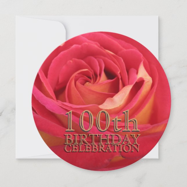 Rose 100e anniversaire Fête Invitation personnalis (Devant)