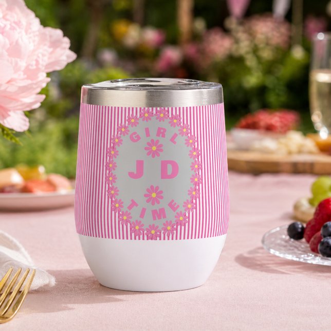 Rose à rayures avec centre de marguerite ovale (Hot or cold, it’s always GIRL TIME Customize your initials and sip in style. The sweetness of Pink.)