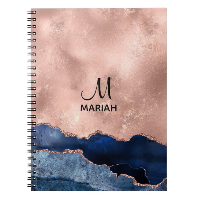 Rose Abstrait et bleu marine - Carnet pour elle (Devant)