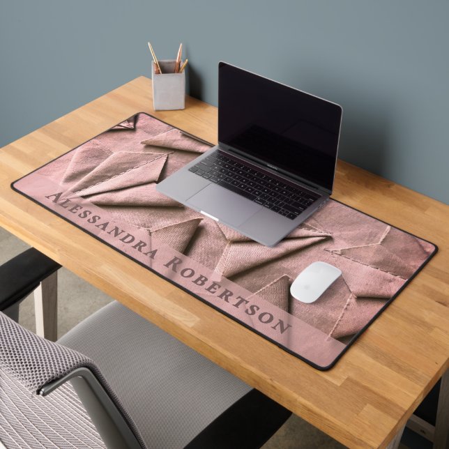 Rose abstraite Monogram Blush Rose doré Chic (Bureau 2)