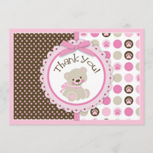 Rose adorable de carte de remerciements d'ours de