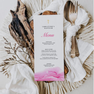 Rose Alcohol Ink Girl Baptism Christening Menu