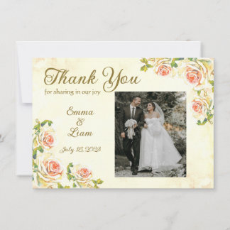 Rose ancien 6,25 x 4,5 Carte de remerciements plat