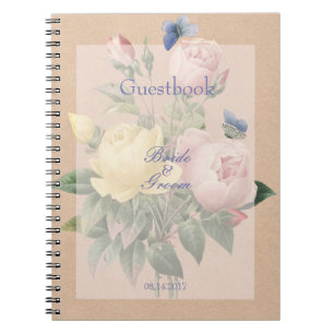 Rose anglais Butterfly Garden Wedding livre d'or
